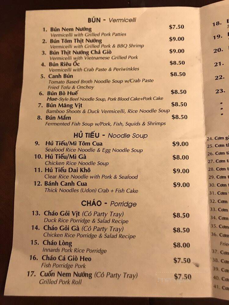 Chao Vit Thien-Huong - San Jose, CA menu_pic