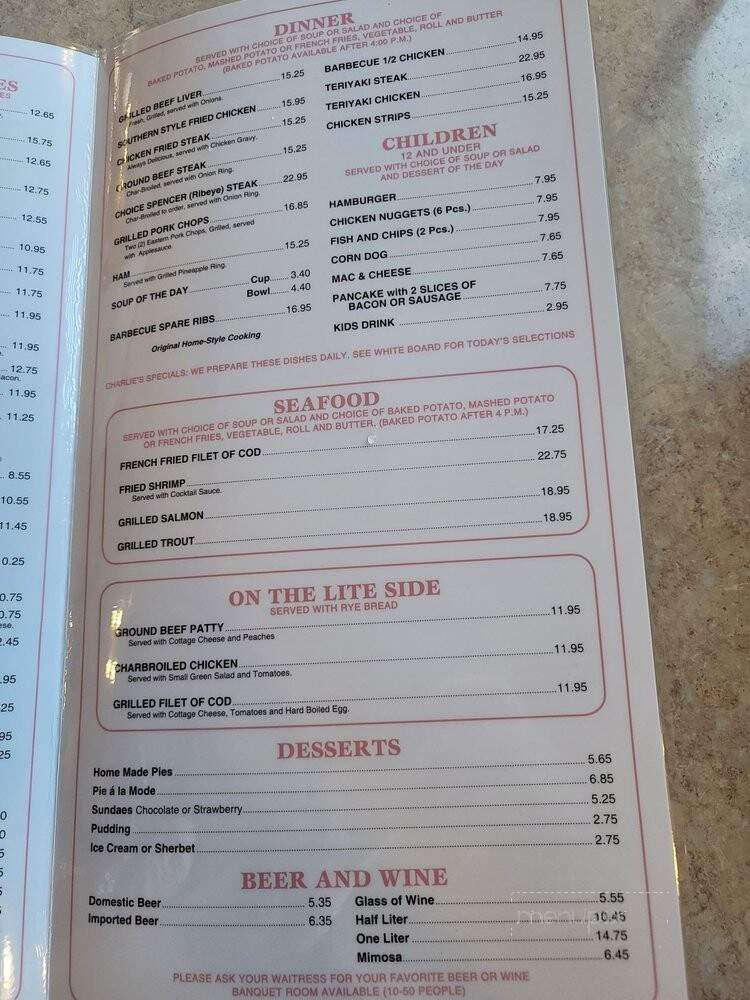 Charlie's Family Restaurant - Escondido, CA menu_pic