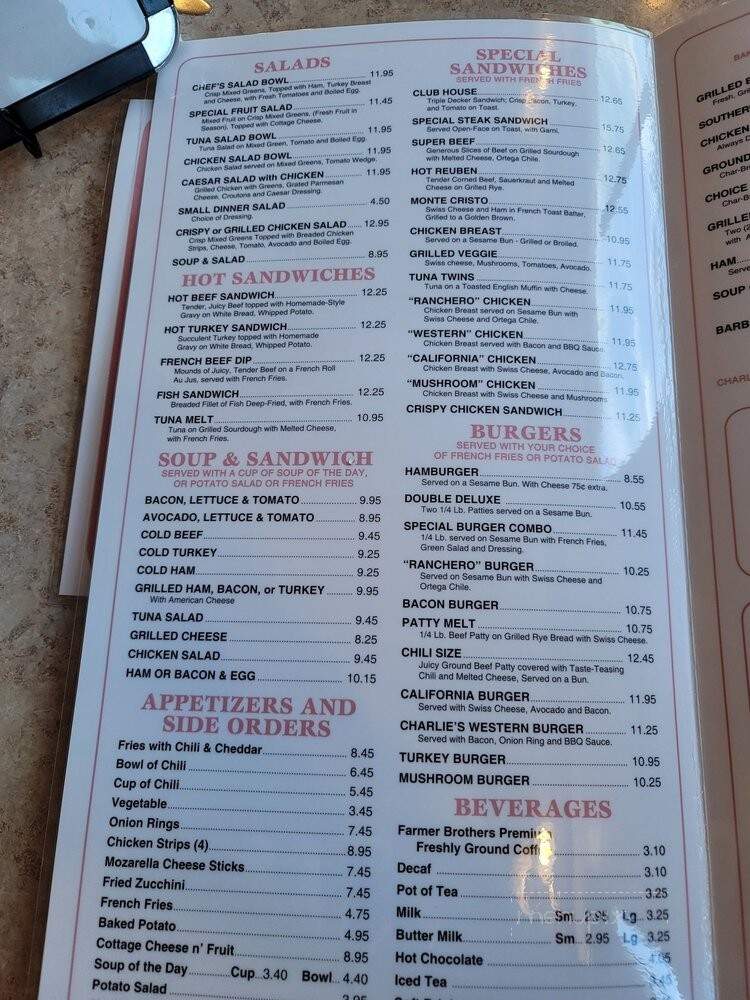 Charlie's Family Restaurant - Escondido, CA menu_pic