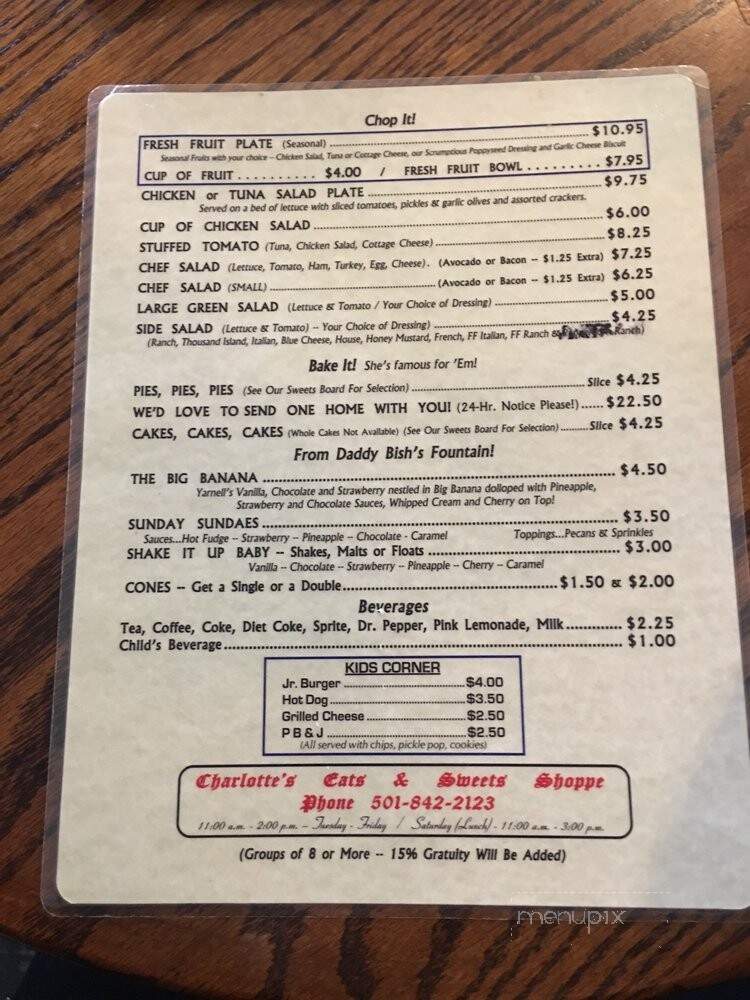 Charolotte's - Keo, AR menu_pic