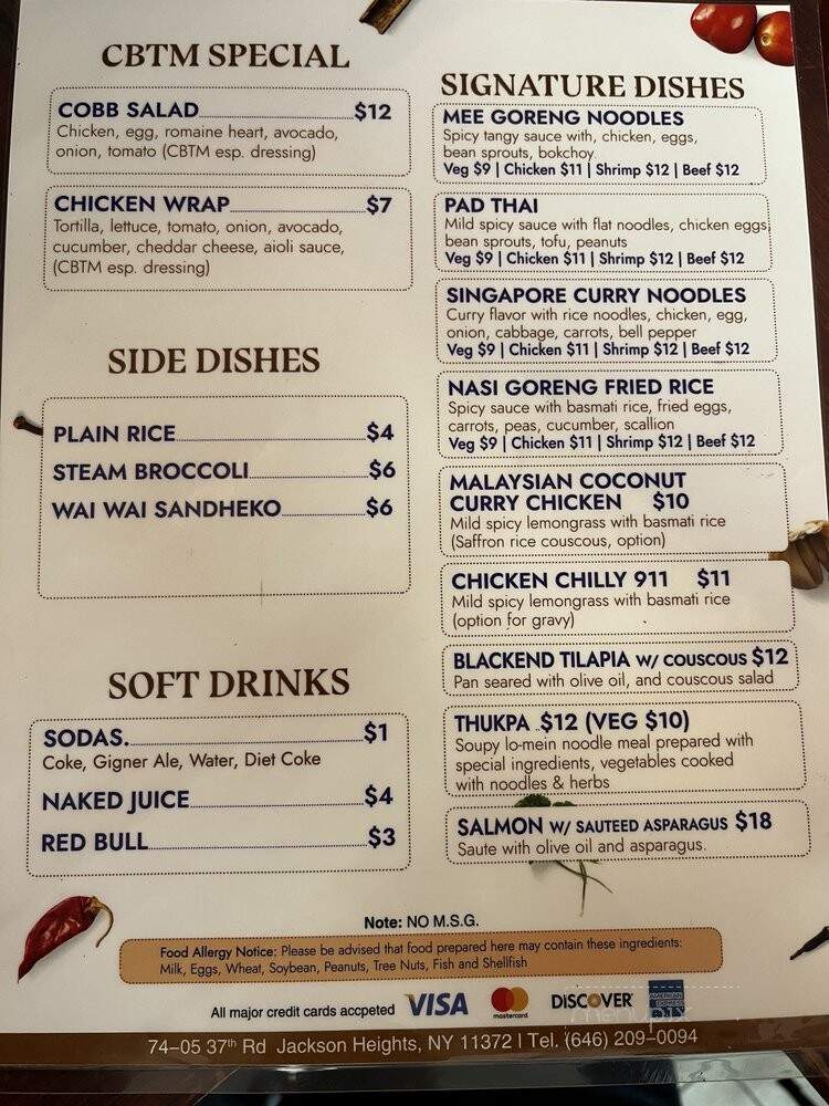 Chef CBTM Bistro - Jackson Heights, NY menu_pic