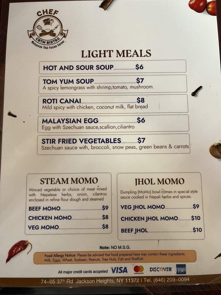 Chef CBTM Bistro - Jackson Heights, NY menu_pic