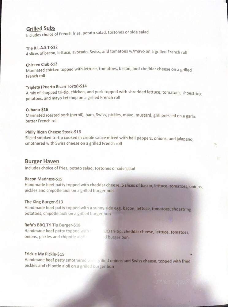 Chef Rafa's Kitchen Agueybana - Merced, CA menu_pic