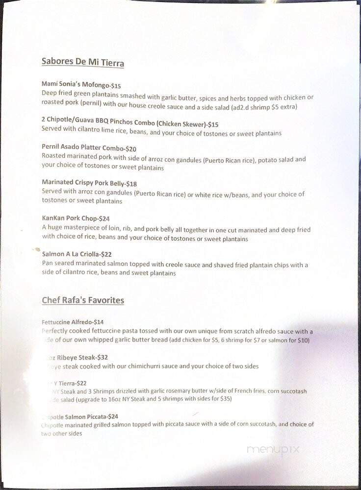 Chef Rafa's Kitchen Agueybana - Merced, CA menu_pic