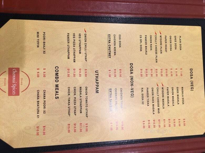 Chennai Spices - Calgary, AB menu_pic