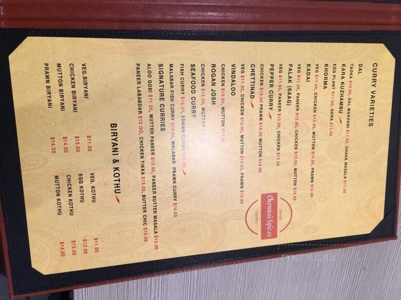 Chennai Spices - Calgary, AB menu_pic