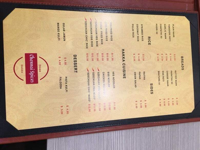 Chennai Spices - Calgary, AB menu_pic