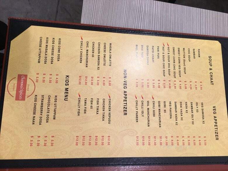 Chennai Spices - Calgary, AB menu_pic