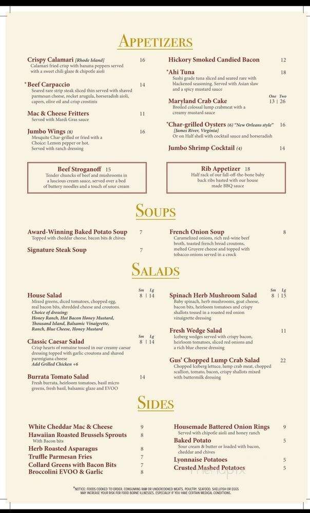 Cherokee Chophouse - Marietta, GA menu_pic