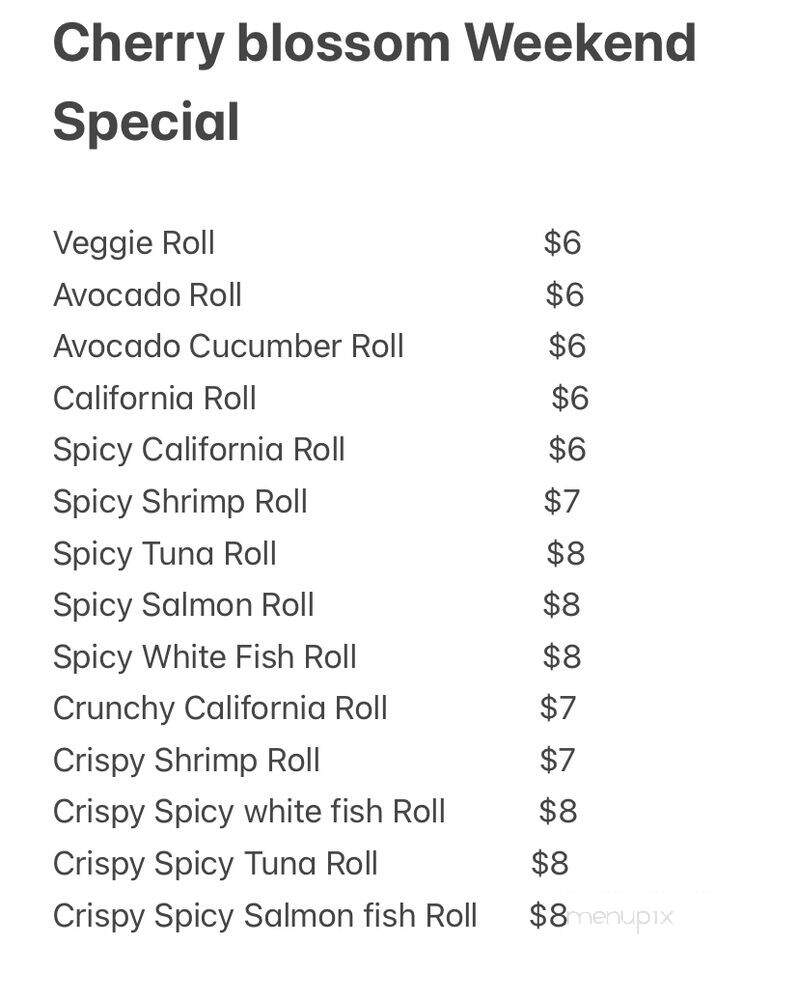 Cherry Blossom Sushi - Carolina Beach, NC menu_pic