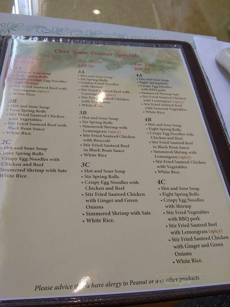 Chez Lam - Ottawa, ON menu_pic