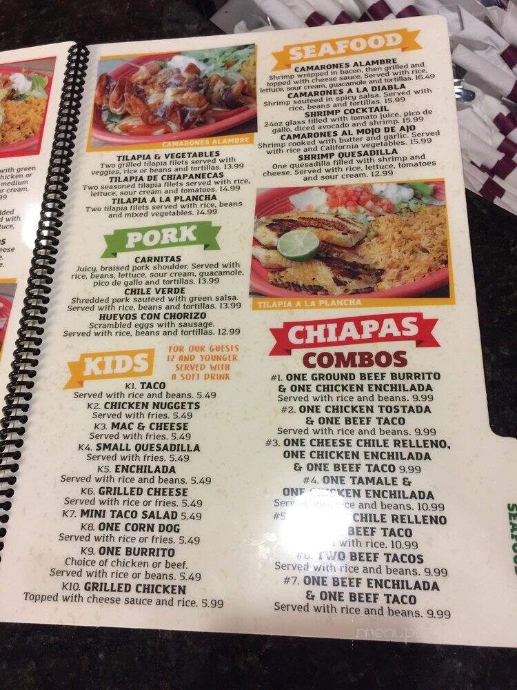 Chiapas Mexican Grill - Moraine, OH menu_pic