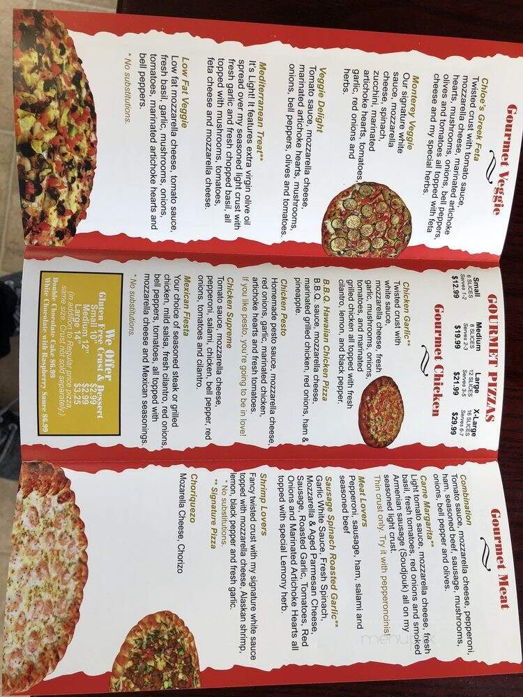 Chloe's Pizza - Seaside, CA menu_pic