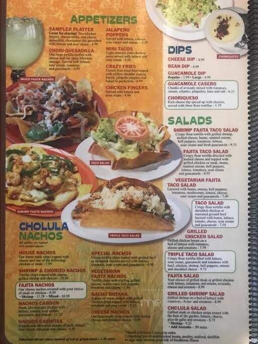 Cholula Mexican Restaurant - Muncie, IN menu_pic
