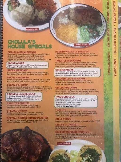Cholula Mexican Restaurant - Muncie, IN menu_pic