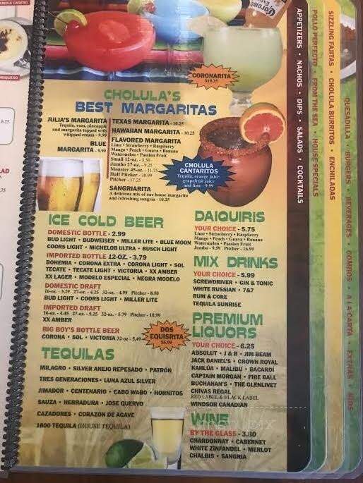 Cholula Mexican Restaurant - Muncie, IN menu_pic
