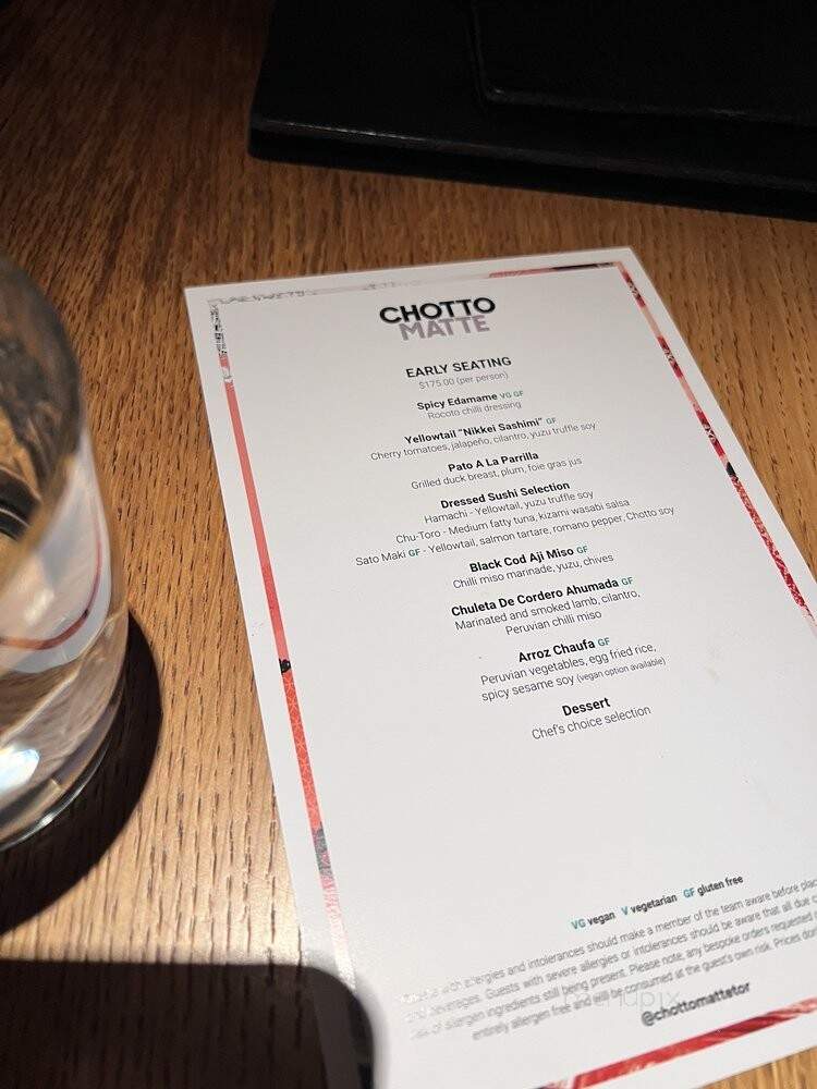 Chotto Matte - Toronto, ON menu_pic