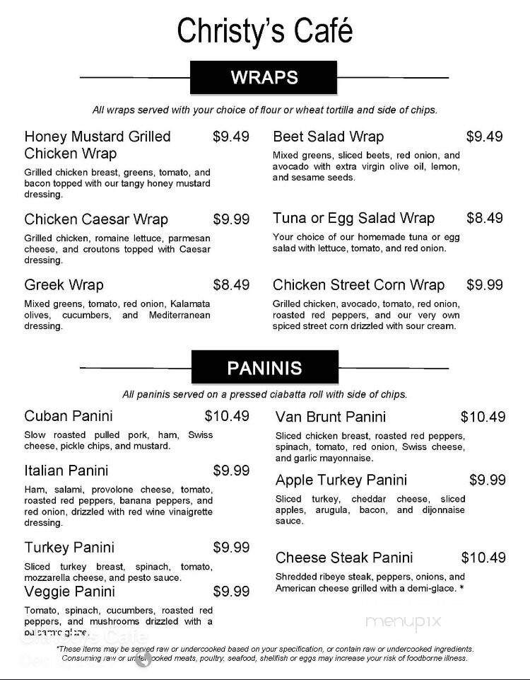Christy's Cafe - Moscow, PA menu_pic
