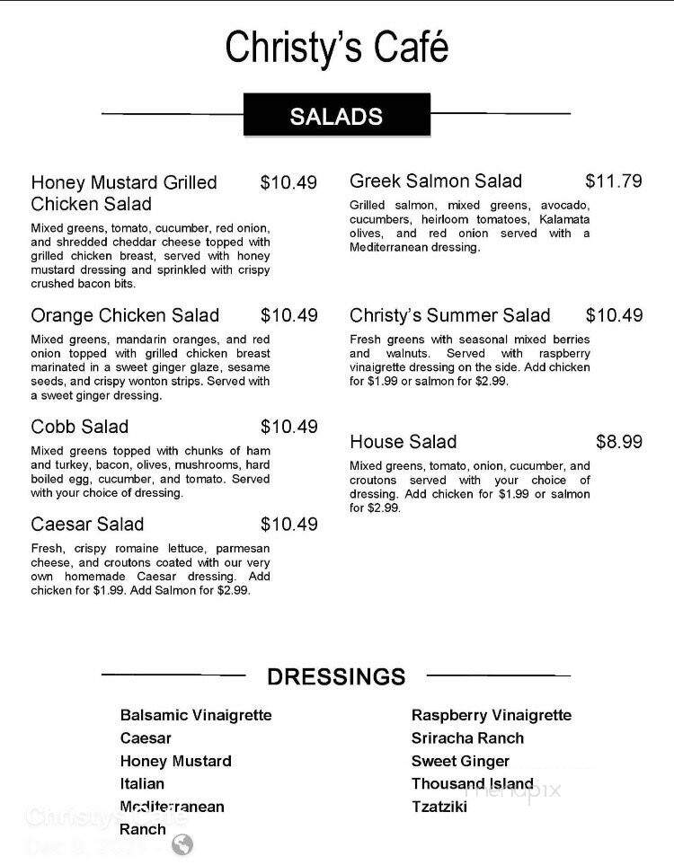 Christy's Cafe - Moscow, PA menu_pic
