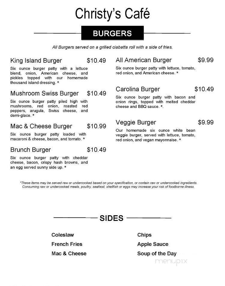 Christy's Cafe - Moscow, PA menu_pic