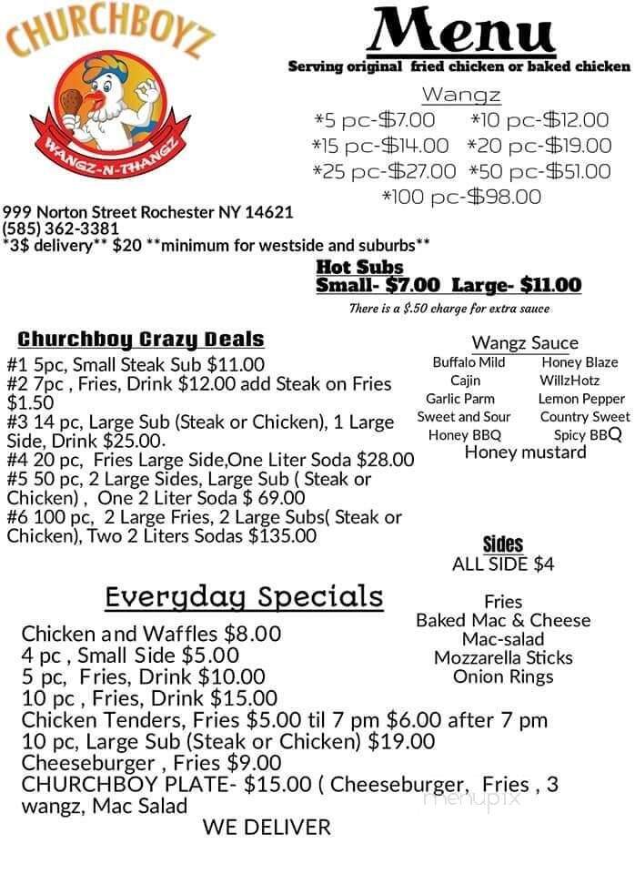 Churchboyz Wangz N Thangz - Rochester, NY menu_pic