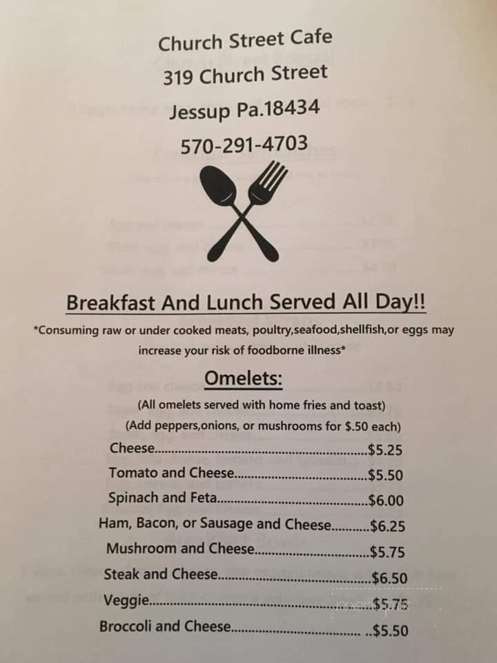 Church Street Cafe - Jessup, PA menu_pic