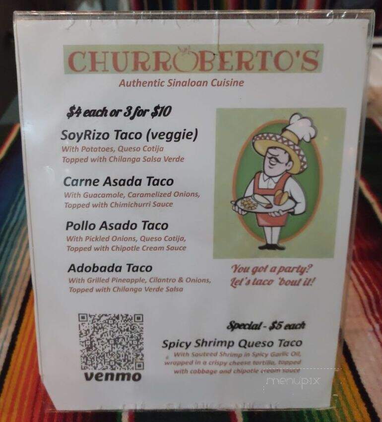 Churroberto's - San Diego, CA menu_pic