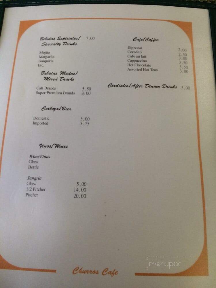 Churros Cafe - Metairie, LA menu_pic