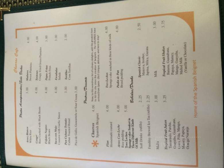 Churros Cafe - Metairie, LA menu_pic