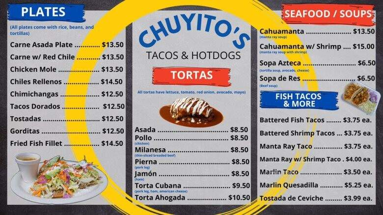 Chuyitos Tacos and Hotdogs - Tucson, AZ menu_pic