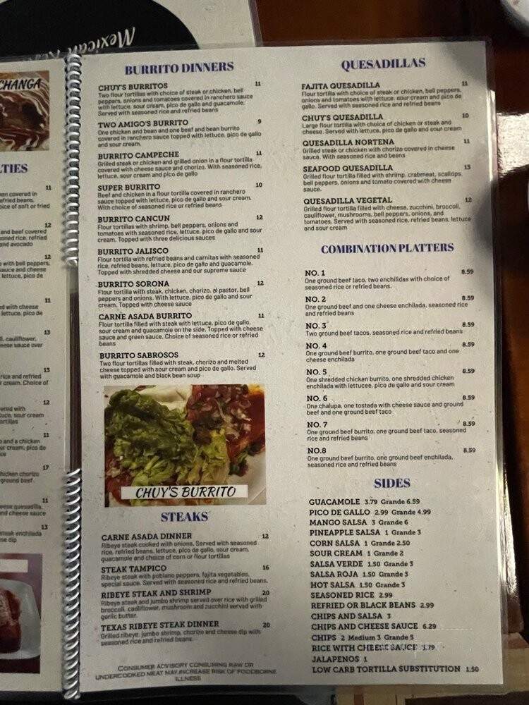Chuy's Tacos and Margaritas - Ashland, OH menu_pic