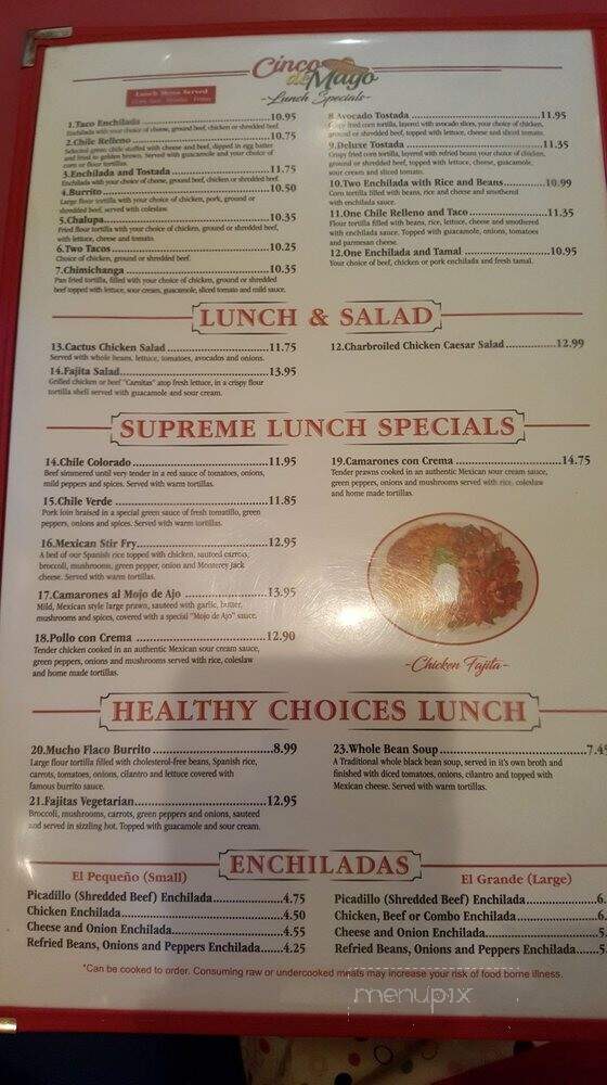 Cinco De Mayo INC a Restaurant - Kennewick, WA menu_pic