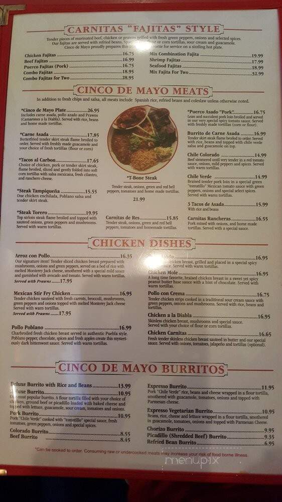Cinco De Mayo INC a Restaurant - Kennewick, WA menu_pic
