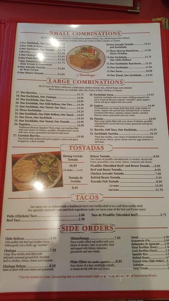 Cinco De Mayo INC a Restaurant - Kennewick, WA menu_pic