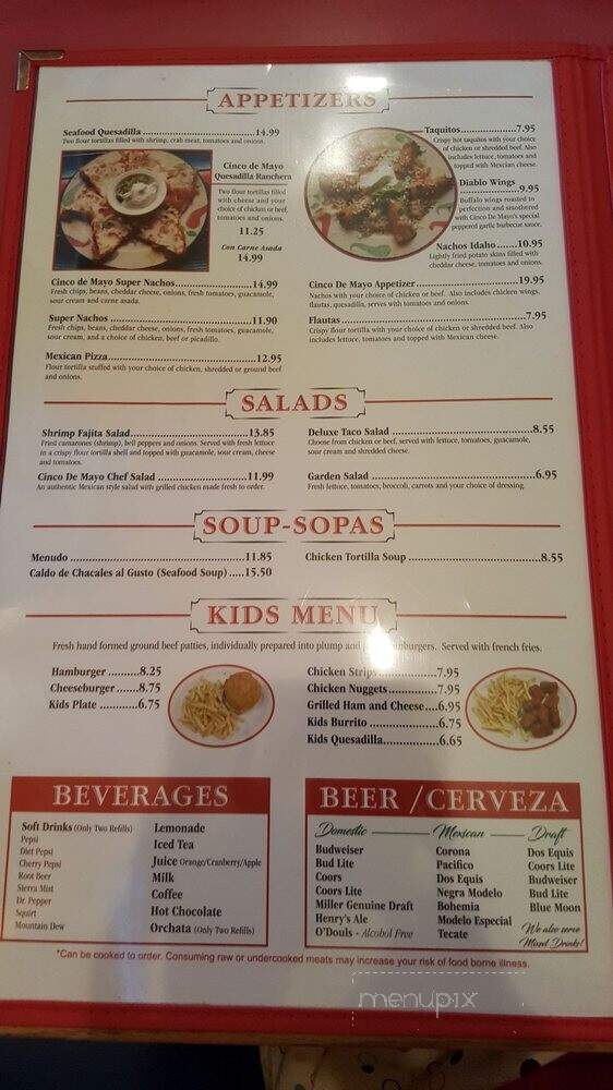 Cinco De Mayo INC a Restaurant - Kennewick, WA menu_pic