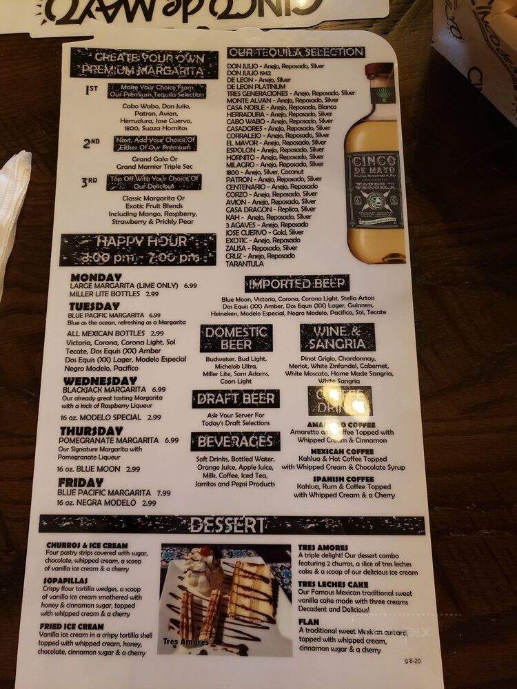 Cinco De Mayo - Gaithersburg, MD menu_pic