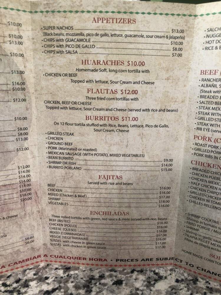 Cinco de Mayo Mexican Restaurant - BROOKLYN, NY menu_pic