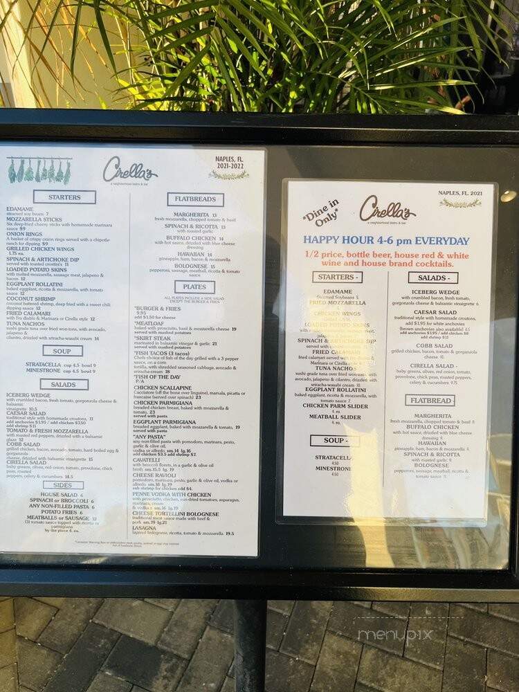 Cirellas - Naples, FL menu_pic