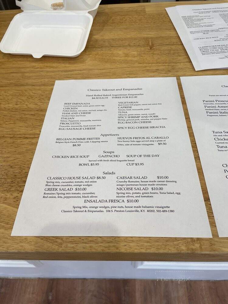 Classico Takeout & Empanadas - Louisville, KY menu_pic