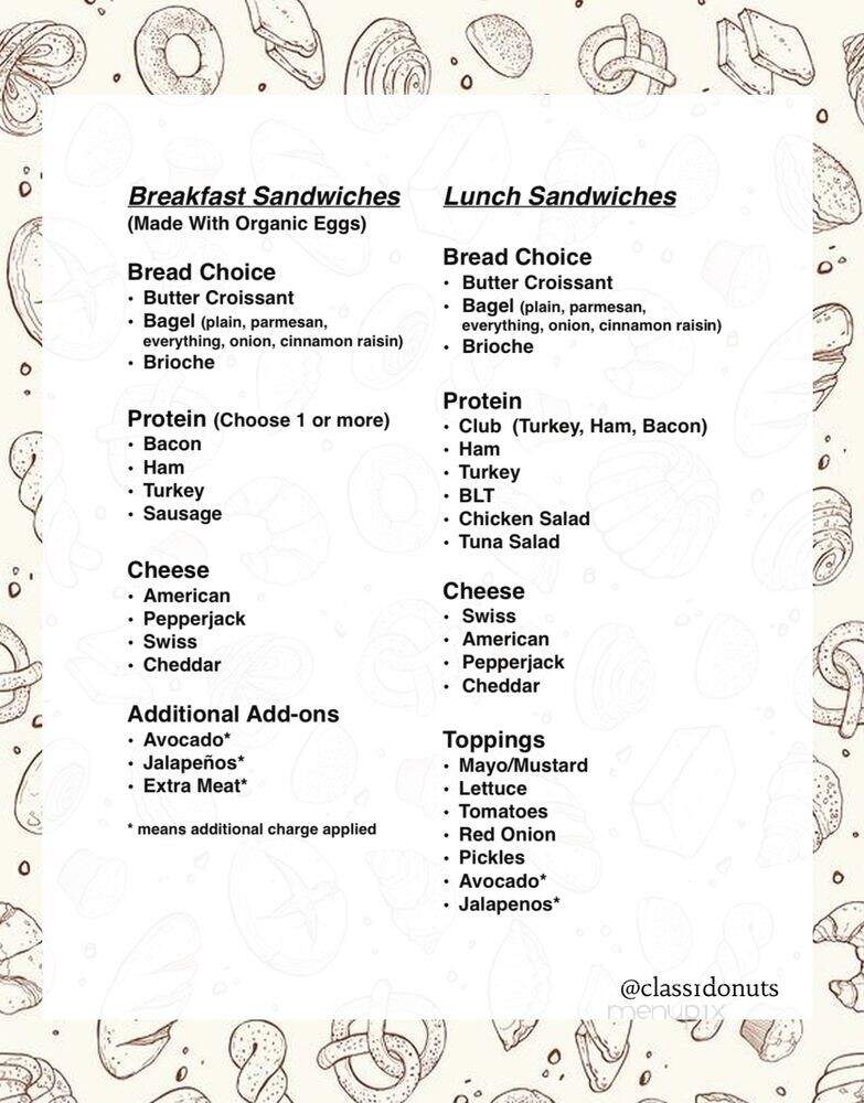 Class One Donut Croissant Cafe - Glendora, CA menu_pic