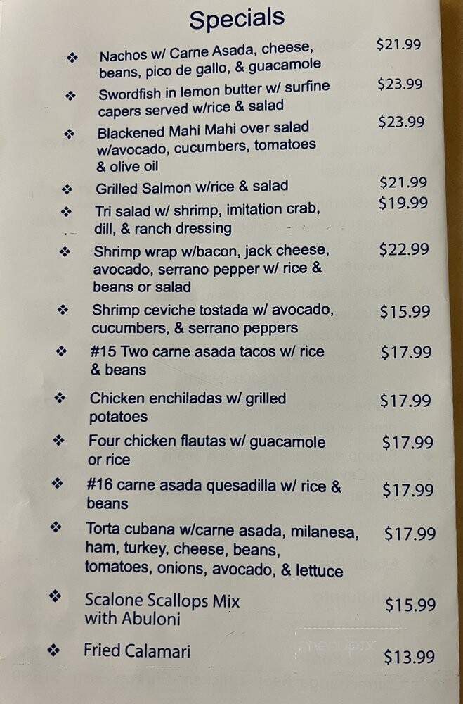 Clemente Seafood Restaurant - Santa Ana, CA menu_pic
