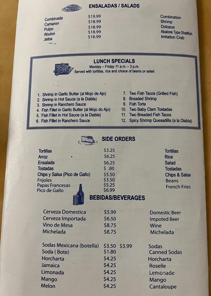 Clemente Seafood Restaurant - Santa Ana, CA menu_pic