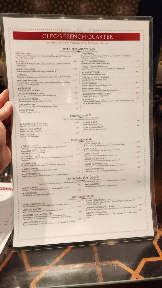 Cleo's Mediterranean Cuisine - New Orleans, LA menu_pic