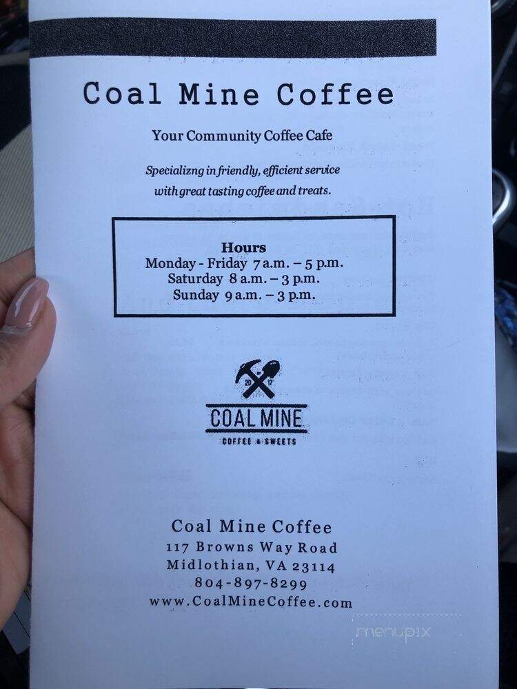 Coal Mine Coffee - Midlothian, VA menu_pic