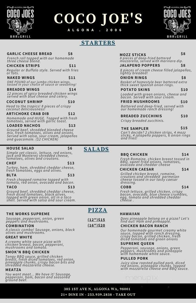Coco Joe's Pasta House - Auburn, WA menu_pic
