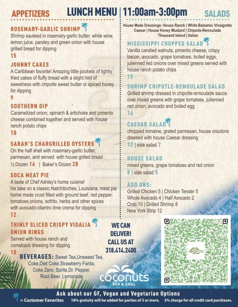 Coconuts Bar and Grill - Vidalia, LA menu_pic
