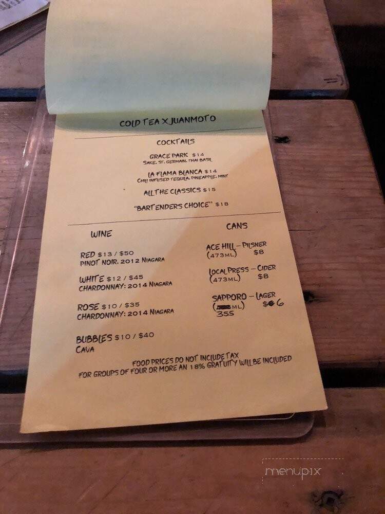 Cold Tea - Toronto, ON menu_pic