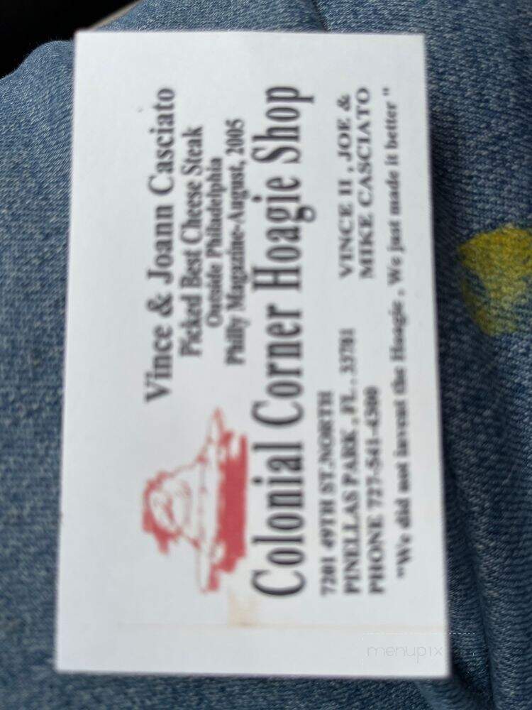 Colonial Corner Hoagie Shop - Pinellas Park, FL menu_pic