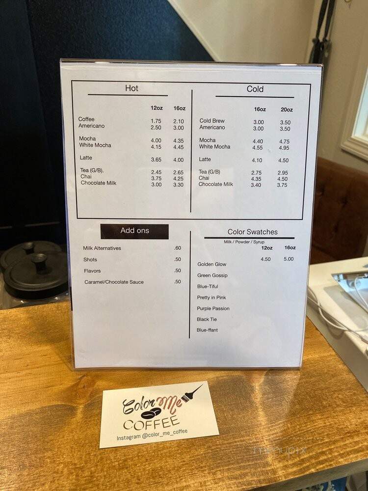Color Me Coffee - Stockton, CA menu_pic