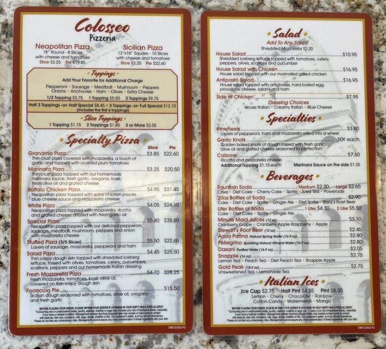 Colesseo - Brookhaven, NY menu_pic